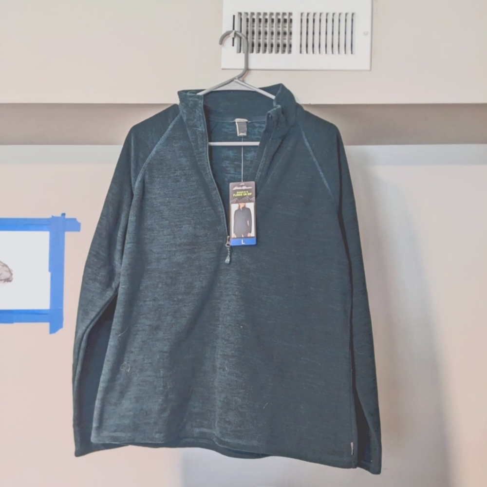 Eddie Bauer women's large quarter zip in evergreen NWT